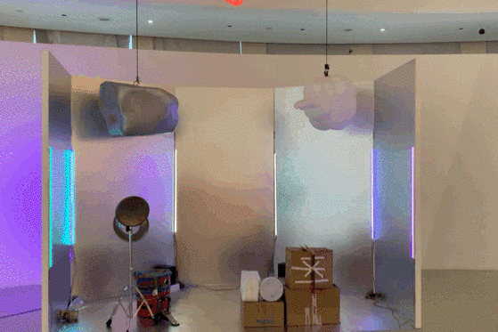 Animated documentation of responsive light and audience percussion in Children's System: Eggs Eggs Eggs